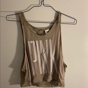 Pink tank with lace open back